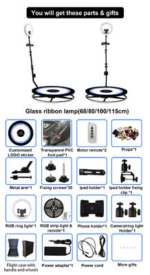 48h Fast DHL Spedizione 360 Video Photobooth con specchio magico LED e custodia iPad 115cm