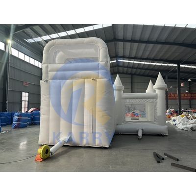 Kit di riparazione e di soffiatura CE inclusi Casa gonfiabile bianca per matrimoni con scivolo
