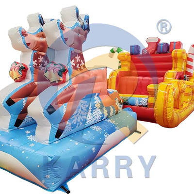 Blower incluso Commercial Pvc gonfiabile Santa Sleigh Selfie con renne per la festa