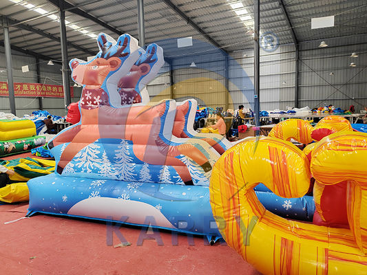 Blower incluso Commercial Pvc gonfiabile Santa Sleigh Selfie con renne per la festa