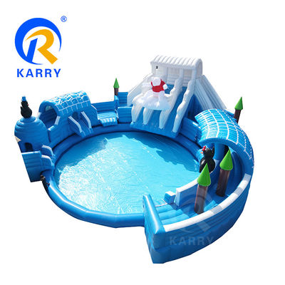 Dimensioni personalizzate Orso Polare Bianco Parco di divertimento acquatico Casa di rimbalzo Castello Slide Combo
