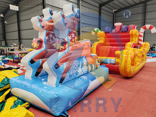 Blower incluso Commercial Pvc gonfiabile Santa Sleigh Selfie con renne per la festa
