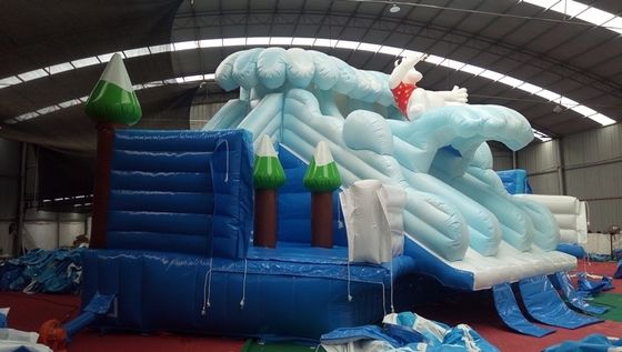 Dimensioni personalizzate Orso Polare Bianco Parco di divertimento acquatico Casa di rimbalzo Castello Slide Combo