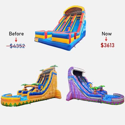 Slide ad acqua gonfiabile personalizzabile con piscina 0,55 mm PVC Tarpaulin Digital Printing