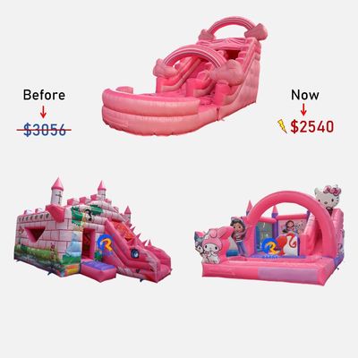 Spedizione via mare o via aereo o via espressa Unisex Casa gonfiabile rosa combo con scivoli
