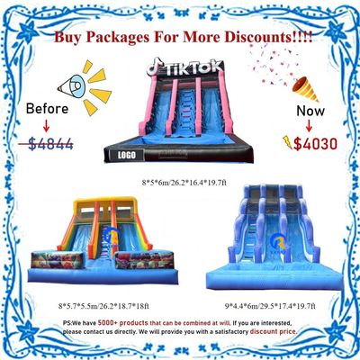 Slide ad acqua gonfiabile personalizzabile con piscina 0,55 mm PVC Tarpaulin Digital Printing