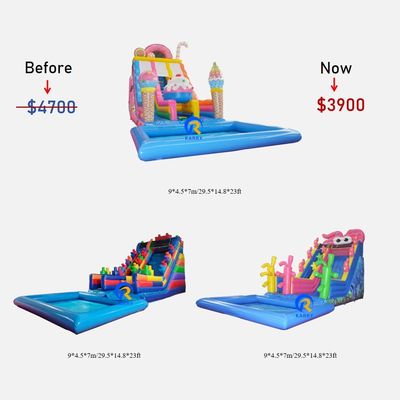 Slide d'acqua gonfiabili con piscina per uso commerciale