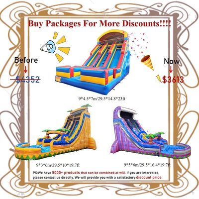 Slide d'acqua gonfiabili con piscina per uso commerciale