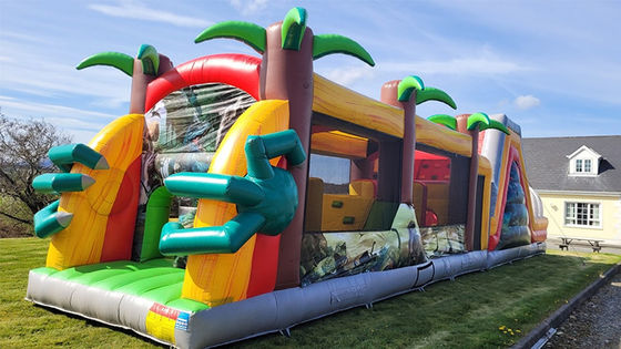 Unisex Commerciale gonfiabile Jurassic Dinosaur Corso di ostacoli per bambini e adulti