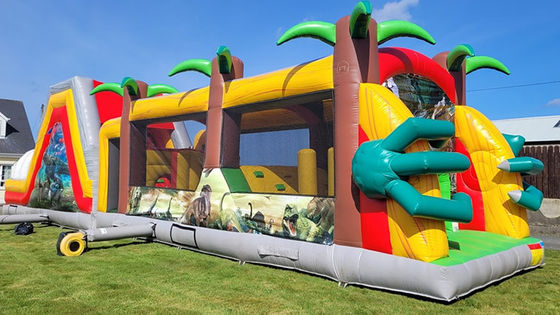 Unisex Commerciale gonfiabile Jurassic Dinosaur Corso di ostacoli per bambini e adulti