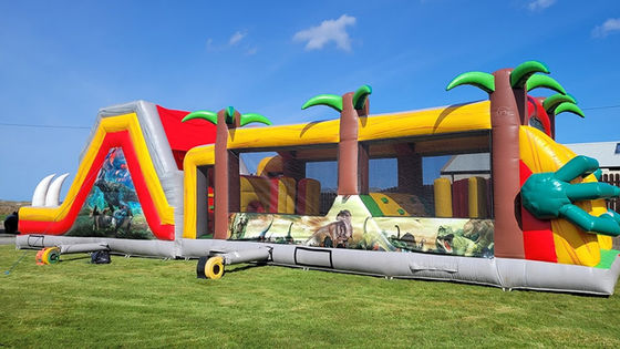 Unisex Commerciale gonfiabile Jurassic Dinosaur Corso di ostacoli per bambini e adulti