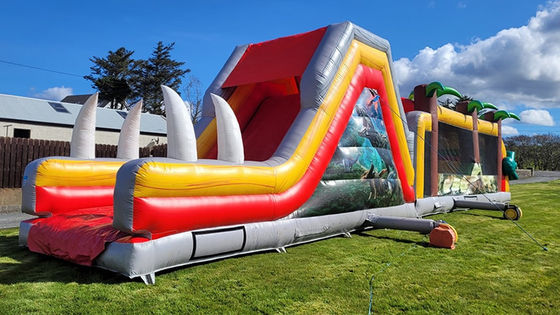 Unisex Commerciale gonfiabile Jurassic Dinosaur Corso di ostacoli per bambini e adulti