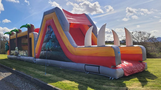 Unisex Commerciale gonfiabile Jurassic Dinosaur Corso di ostacoli per bambini e adulti