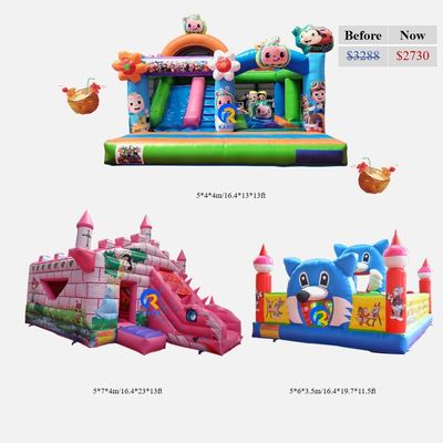 Giardino per bambini casa gonfiabile con scivolo con telone in vinile in PVC