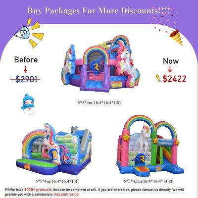 Castello rimbalzabile gonfiabile in PVC con scivolo tema giungla di grado commerciale taglia personalizzata