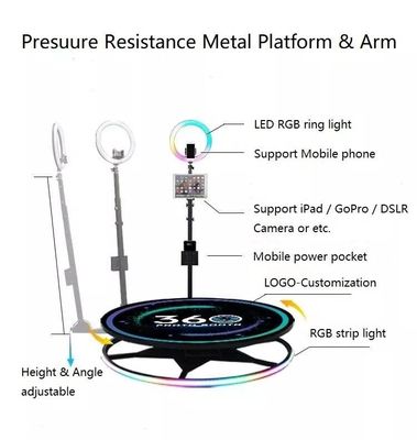 360 Video Photobooth Automatico Con Led Magic Mirror Ipad 360 Foto Booth Machine 115cm