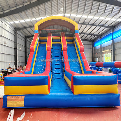 Giochi gonfiabili per bambini Affitto di partite commerciali Slide idraulico gonfiabile a doppia corsia in PVC