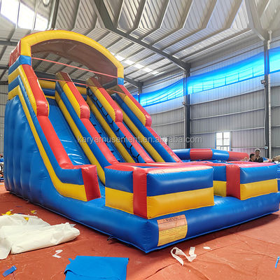 Giochi gonfiabili per bambini Affitto di partite commerciali Slide idraulico gonfiabile a doppia corsia in PVC
