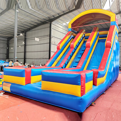 Giochi gonfiabili per bambini Affitto di partite commerciali Slide idraulico gonfiabile a doppia corsia in PVC