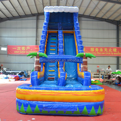 Stampa digitale 23 piedi alto blu marmo fantasia scivolo d'acqua giochi gonfiabili in affitto