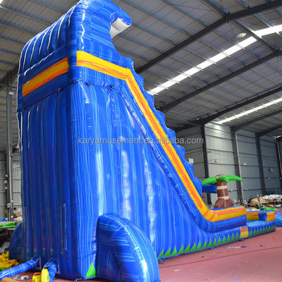 Stampa digitale 23 piedi alto blu marmo fantasia scivolo d'acqua giochi gonfiabili in affitto