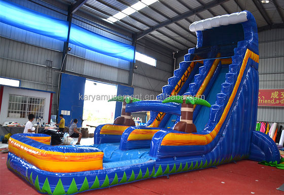Stampa digitale 23 piedi alto blu marmo fantasia scivolo d'acqua giochi gonfiabili in affitto