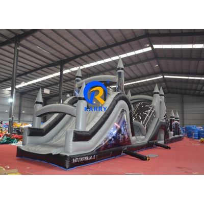 Caratteristiche PORTABLE Grigio e Nero Inflatabile Corso di ostacoli con Blower 18x3.5m Personalizzato