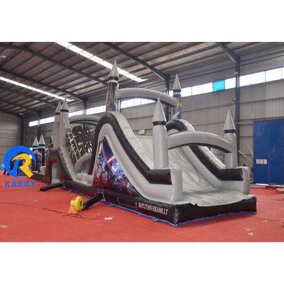 Caratteristiche PORTABLE Grigio e Nero Inflatabile Corso di ostacoli con Blower 18x3.5m Personalizzato
