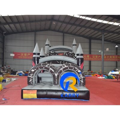 Caratteristiche PORTABLE Grigio e Nero Inflatabile Corso di ostacoli con Blower 18x3.5m Personalizzato