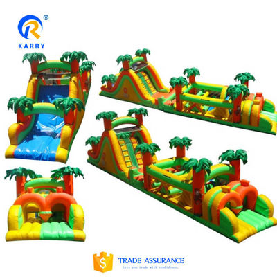 Caratteristiche PORTABLE Grigio e Nero Inflatabile Corso di ostacoli con Blower 18x3.5m Personalizzato