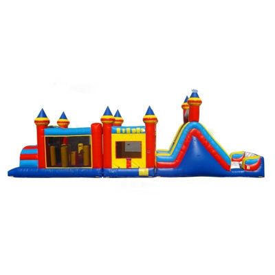 Blu 48ft Marble Mania Corso di ostacoli gonfiabile Multi configurabile Slide e rimbalzo
