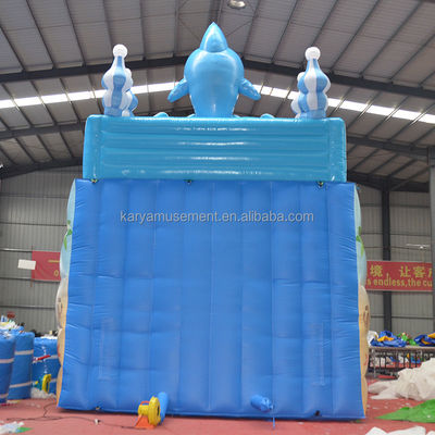 Scivoli gonfiabili per bambini a doppia corsia di design di squalo scivolo d'acqua in PVC commerciale