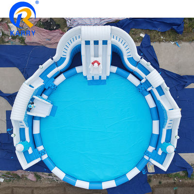 Prezzi commerciali dell'acqua Parco acquatico gonfiabile per adulti con stampa digitale e 2 piscine