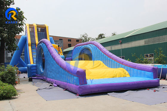 Grande campo di ostacoli gonfiabile blu popolare Water N Dry Bouncy Slide per bambini e adulti