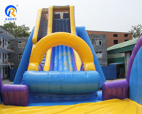 Grande campo di ostacoli gonfiabile blu popolare Water N Dry Bouncy Slide per bambini e adulti