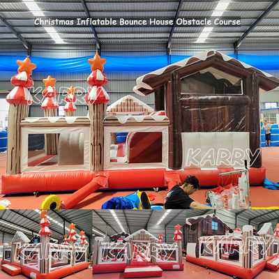 CE/EN71/EN14960 Casa gonfiabile natalizia a rimbalzo combinata per bambini