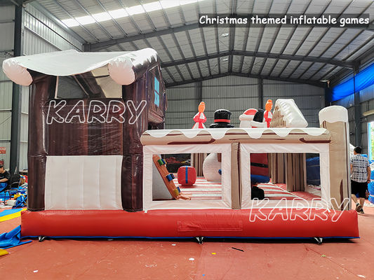 CE/EN71/EN14960 Casa gonfiabile natalizia a rimbalzo combinata per bambini