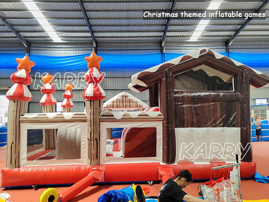 CE/EN71/EN14960 Casa gonfiabile natalizia a rimbalzo combinata per bambini