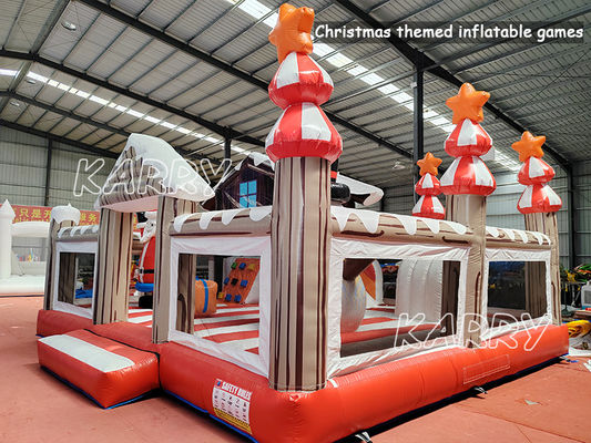 CE/EN71/EN14960 Casa gonfiabile natalizia a rimbalzo combinata per bambini