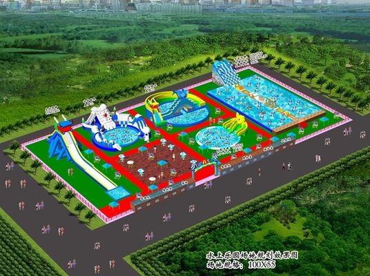 Parco acquatico gonfiabile all'aperto Parco divertimento acquatico molto grande per adulti e bambini