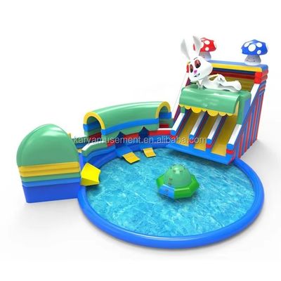 Scivoli gonfiabili per i parchi acquatici per feste per bambini scivolo e piscina combinati durevoli