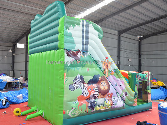 Divertimento all'interno e all'esterno 2024 PVC Jungle Animal Double-Lane Inflatable Wet and Dry Slide