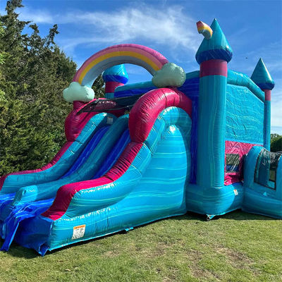 CE/EN71/EN14960 Castello gonfiabile per bambini certificato con area di scivolo e salto