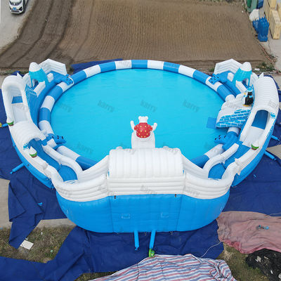 Capacità massima 100-500 kg Grande parco acquatico gonfiabile Snow Kingdom con piscina e scivoli