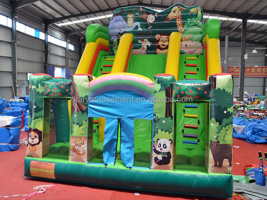 Divertimento all'interno e all'esterno 2024 PVC Jungle Animal Double-Lane Inflatable Wet and Dry Slide