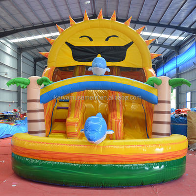 Double Lane Beach N Sun Slide d'acqua gonfiabile Popolare Disegno di palma tropicale