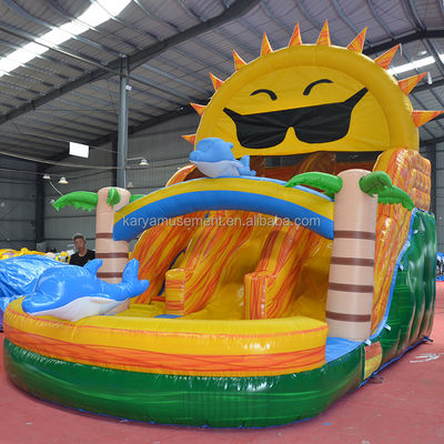 Double Lane Beach N Sun Slide d'acqua gonfiabile Popolare Disegno di palma tropicale