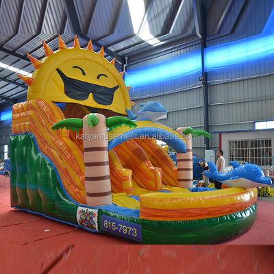 Double Lane Beach N Sun Slide d'acqua gonfiabile Popolare Disegno di palma tropicale