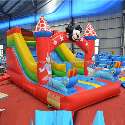 Dimensione del cliente 16ft Piccolo bambino scivolo gonfiabile Mickey scivolo asciutto o bagnato per saltatori