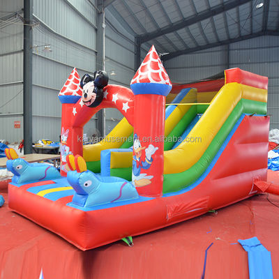 Dimensione del cliente 16ft Piccolo bambino scivolo gonfiabile Mickey scivolo asciutto o bagnato per saltatori